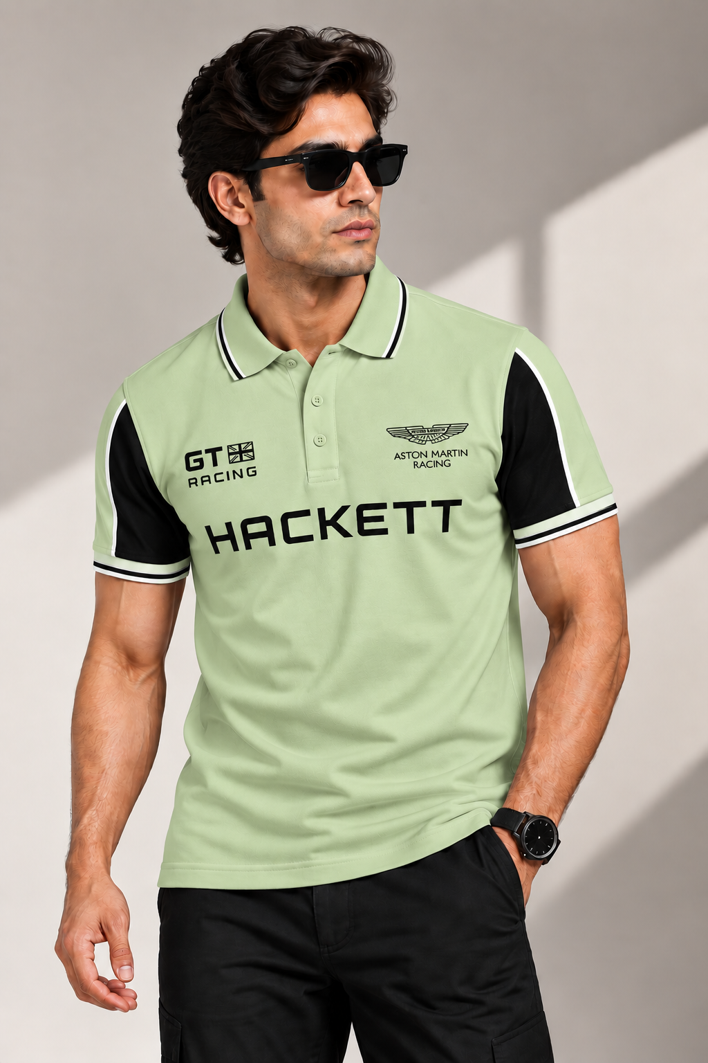 Hackett Green Aston Martin Collar T-Shirt